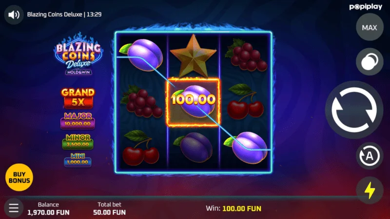 Blazing Coins Deluxe Ushindi wa Mchezo wa Msingi